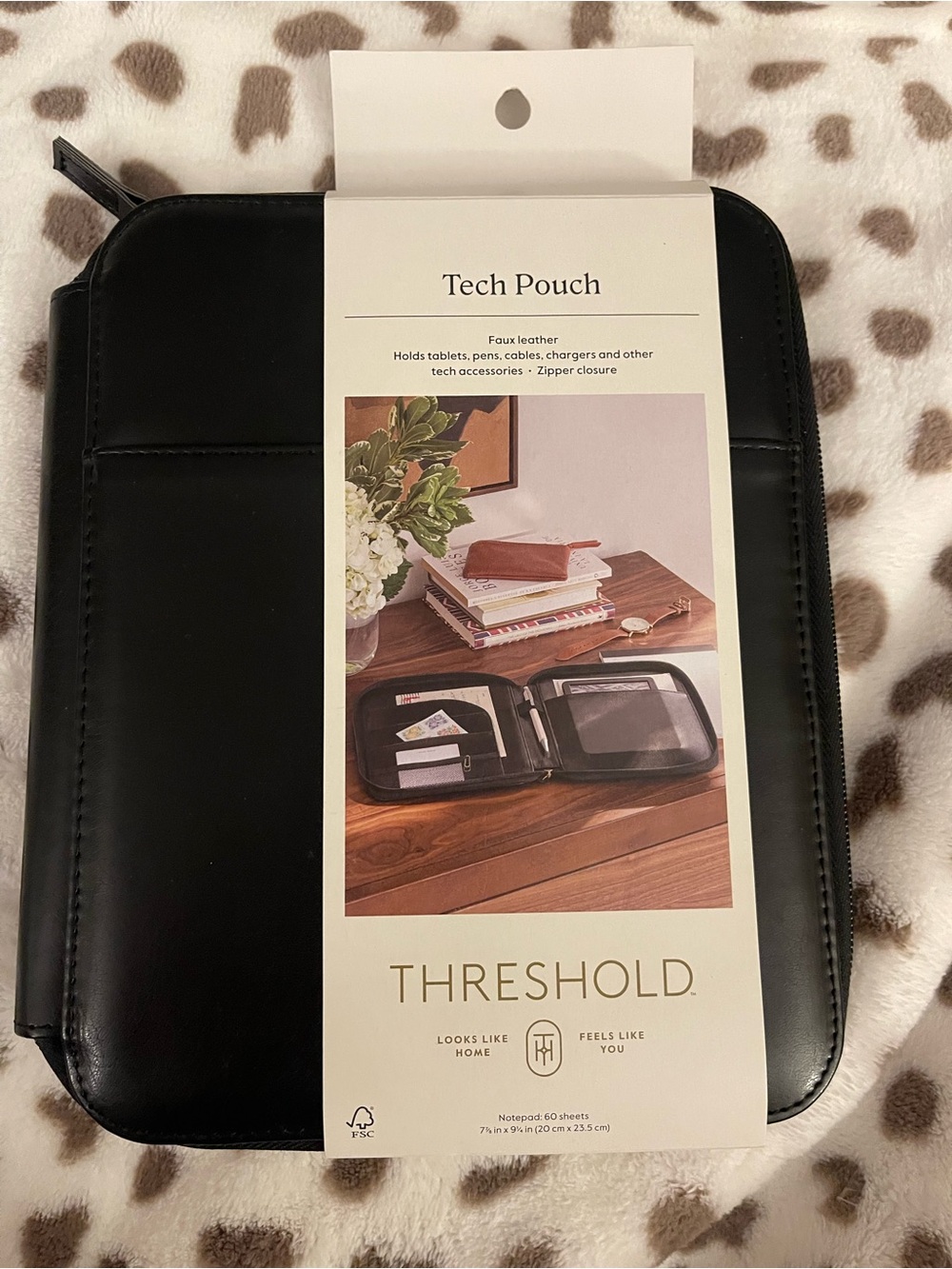 Faux leather tech pouch